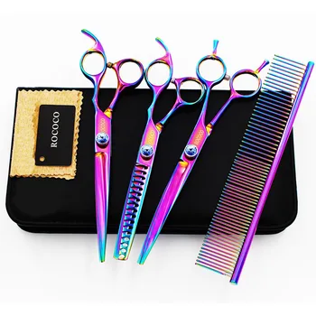 7inch Rainbow Color Blue Diamond Straight&Curved&Shark Thinning Scissors Set with Case Professional Pet Grooming Shear Clipper
7inch Rainbow Color Blue Diamond Straight&Curved&Shark Thinning Scissors Set with Case Professional Pet Grooming Shear Clipper