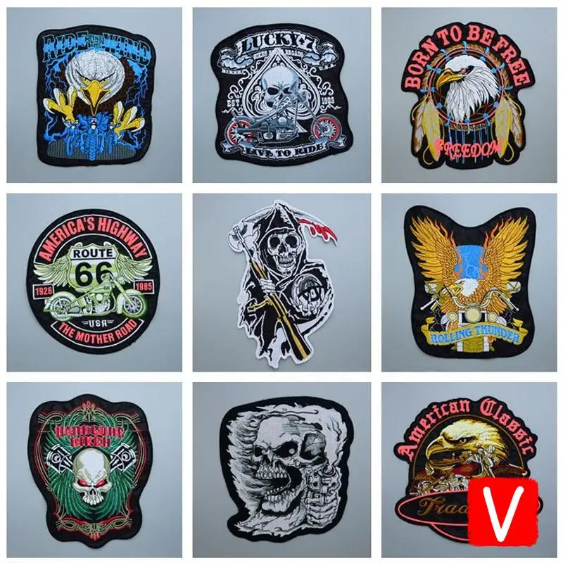 

VIPOINT embroidery big skull patches eagle patches badges applique patches for clothing DX-91