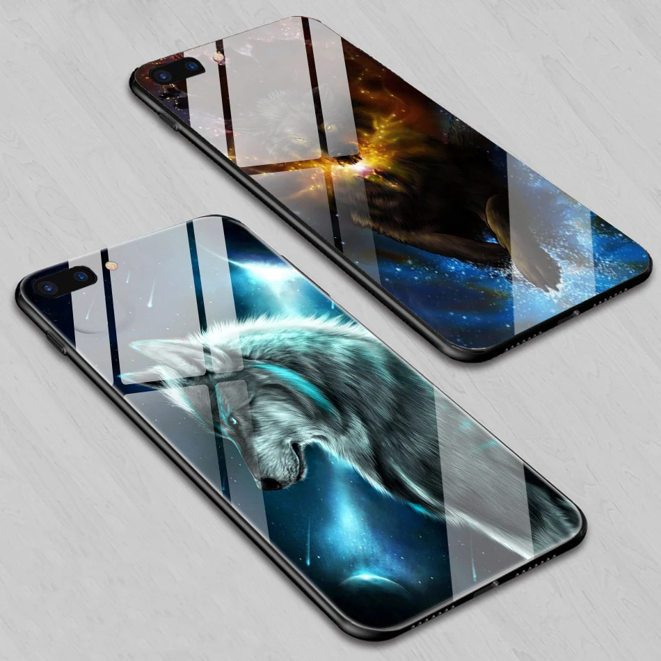 TOMKAS Animal Glass Case For iPhone X 8 7 6s 10 Cover Phone Cases For iPhone X 7 8 6 s Plus Case Luxury Cute TPU PC Covers Coque (2)