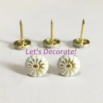 Wholesale 30,000pcs D11mm*17mm Golden Plated With White Print Then Polish Middle Flower Decorative Tack, Hobnail,Upholstery Nail
Wholesale 30,000pcs D11mm*17mm Golden Plated With White Print Then Polish Middle Flower Decorative Tack, Hobnail,Upholstery Nail