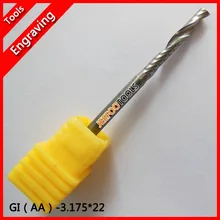 3.175*22mm One Flute Carbide Milling Tools, Router Bits, CNC Engraving Bits on Acrylic AA Series