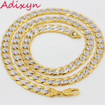 

Adixyn Two Tone Gold Color Chain Necklace Men/Women Collier Rapper Jewelry Fashion Trendy Franco Necklaces