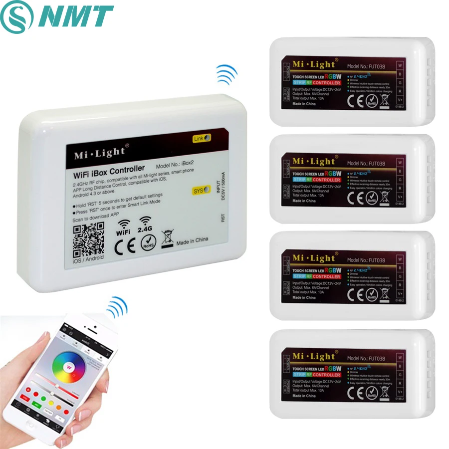 1pcs Milight wireless 2.4g RF Led Controller+4pcs 2.4g 4-Zone RGB/RGBW/RGBWW Controller
1pcs Milight wireless 2.4g RF Led Controller+4pcs 2.4g 4-Zone RGB/RGBW/RGBWW Controller