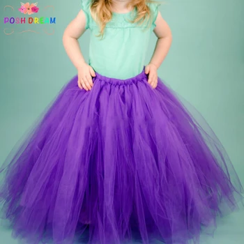 

POSH DREAM Purple Long Tutu Skirt Little Girl Child 12M-12 Photo Prop Violet Color Wedding Flower Girl Full Length Tulle Skirts