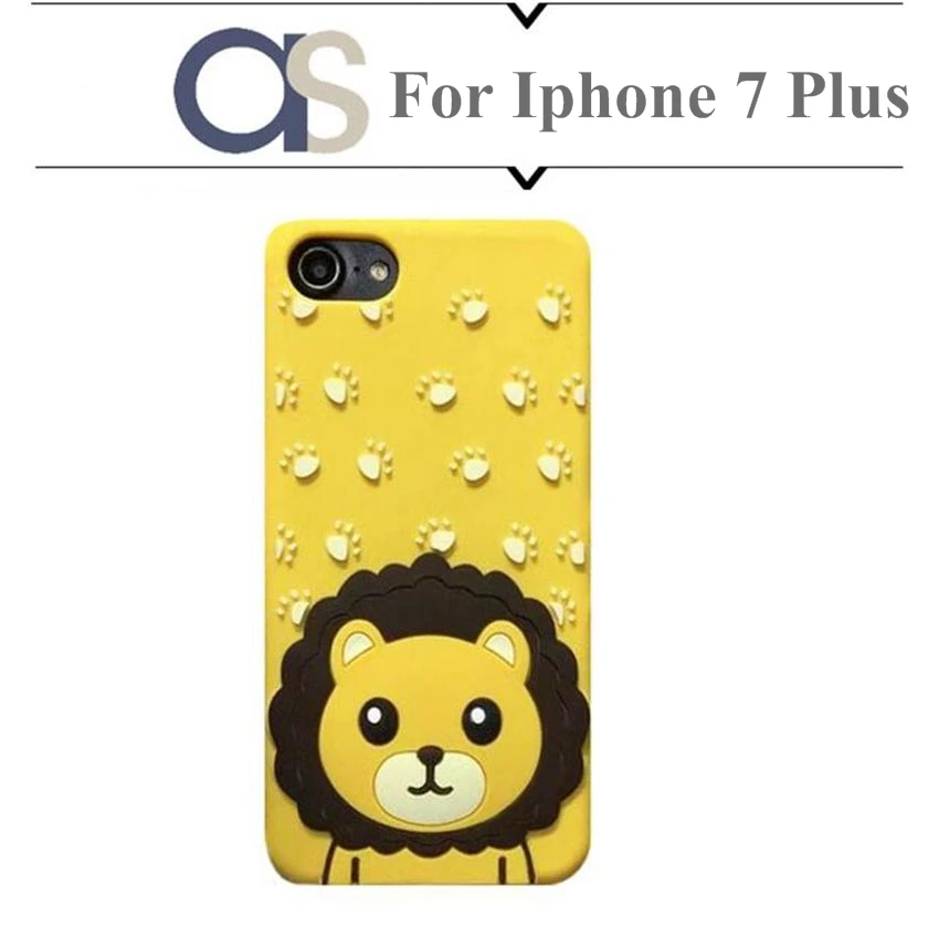 BK For Iphone 7 Plus Mobile Phone Case 3D Cute Cartoon Soft Silicone 6Plus Footprint Lion Cover Apple 6s |