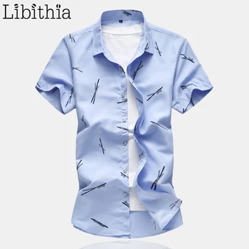 Summer Men Print Casual Dress Shirts Short Sleeve Slim Fit Cotton Blouses Big Size M-7XL Blue White Clothing Male T035
Summer Men Print Casual Dress Shirts Short Sleeve Slim Fit Cotton Blouses Big Size M-7XL Blue White Clothing Male T035