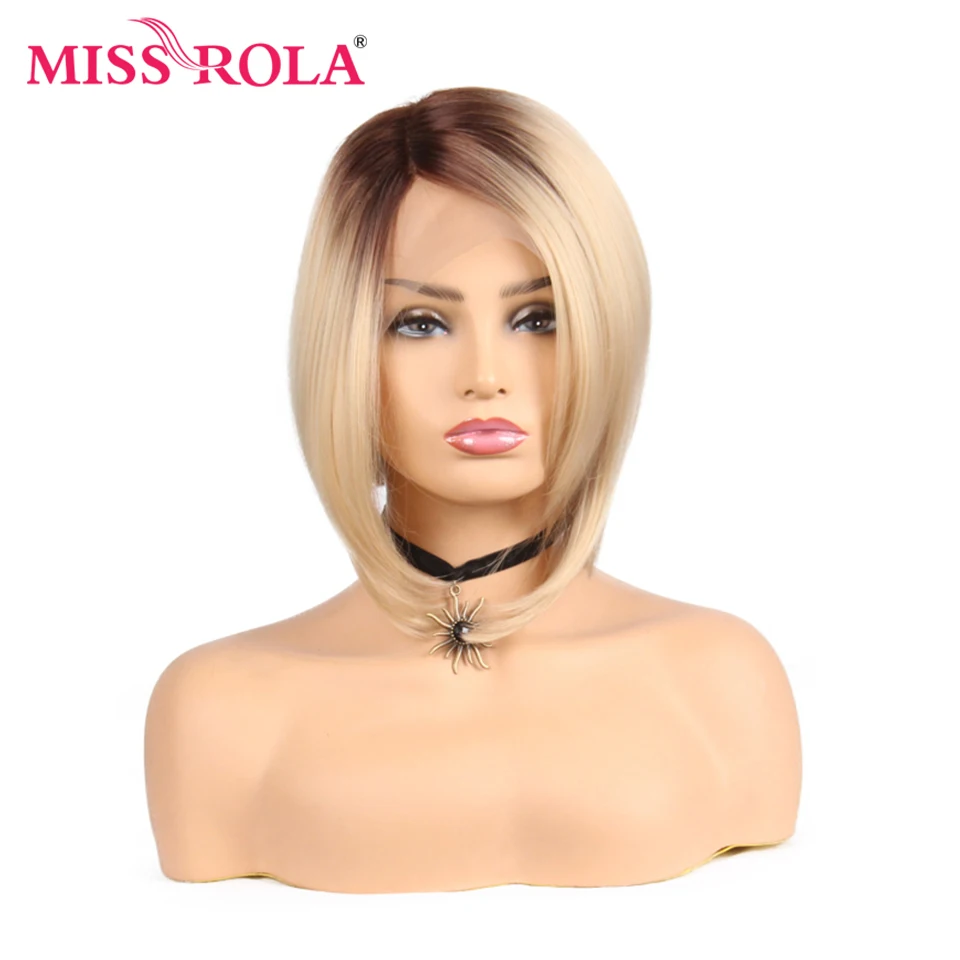 Miss Rola Synthetic Bob Wig Lace Front Wig Short Straight Synthetic Wig With T Lace Part Closure Ombre Blonde Color 150% Density
Miss Rola Synthetic Bob Wig Lace Front Wig Short Straight Synthetic Wig With T Lace Part Closure Ombre Blonde Color 150% Density