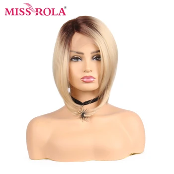 Miss Rola Synthetic Bob Wig Lace Front Wig Short Straight Synthetic Wig With T Lace Part Closure Ombre Blonde Color 150% Density
Miss Rola Synthetic Bob Wig Lace Front Wig Short Straight Synthetic Wig With T Lace Part Closure Ombre Blonde Color 150% Density