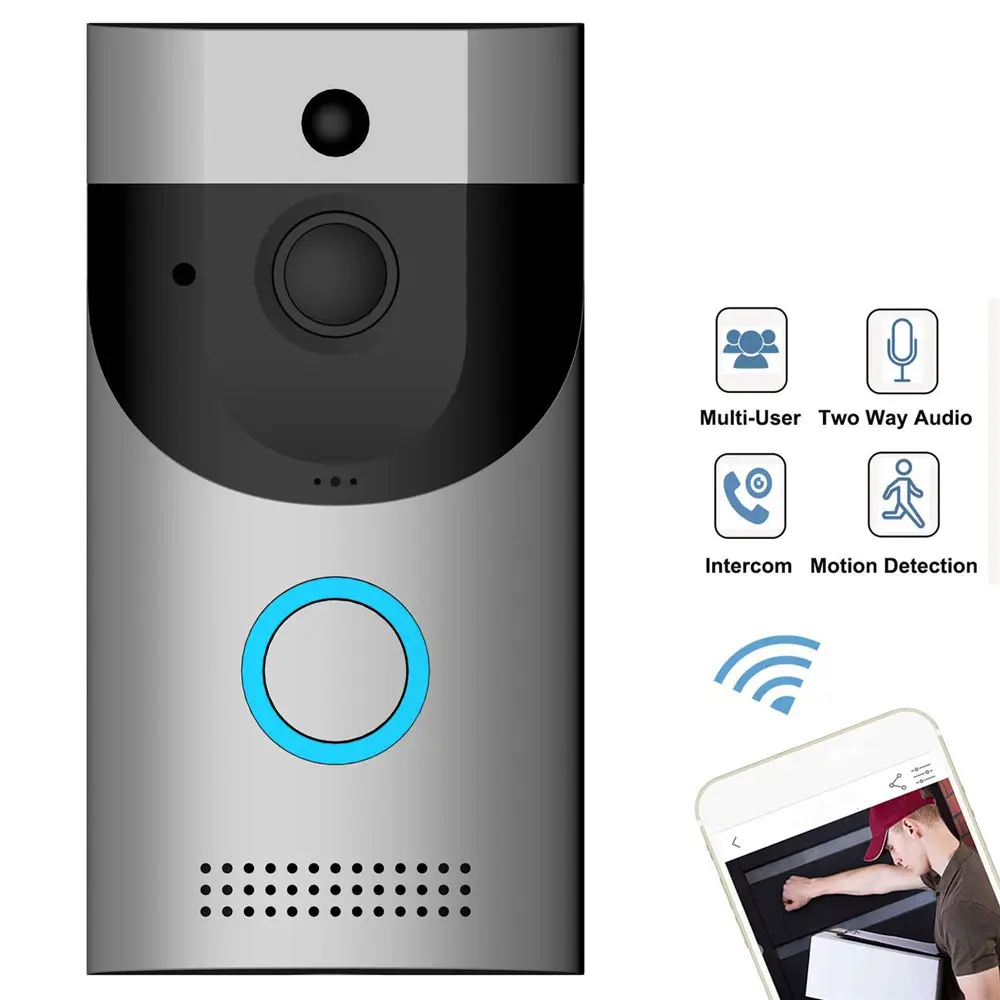 B30 Battery Powered Wireless Intelligent WiFi Video Doorbell Waterproof Camera 720P Real Time Video Two Way Audio IR Camera
B30 Battery Powered Wireless Intelligent WiFi Video Doorbell Waterproof Camera 720P Real Time Video Two Way Audio IR Camera