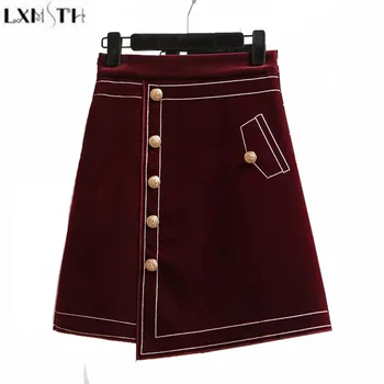 LXMSTH 2019 Spring Autumn New Wine Red Velvet Skirt Women A Line High Waist Skirt Button Formal Slim Ladies Short Skirts
LXMSTH 2019 Spring Autumn New Wine Red Velvet Skirt Women A Line High Waist Skirt Button Formal Slim Ladies Short Skirts