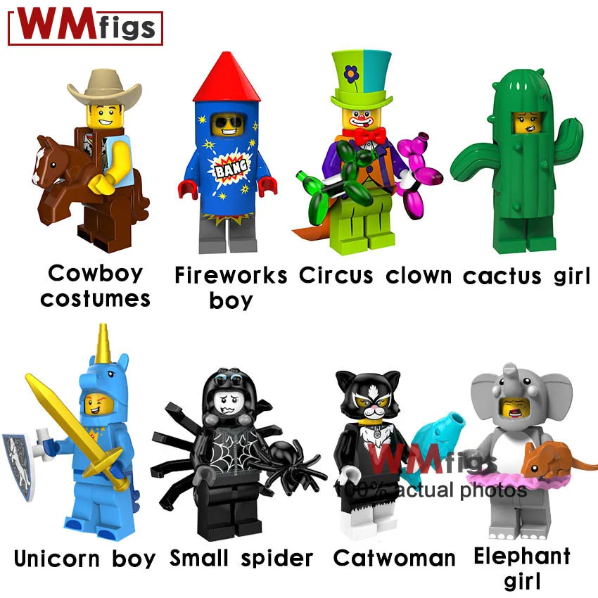Single Small Circus Cowboy Cake Unicorn Spider Cactus Girl Elephant Building Blocks Cartoon Bricks Kits Toys for Children Gifts
Single Small Circus Cowboy Cake Unicorn Spider Cactus Girl Elephant Building Blocks Cartoon Bricks Kits Toys for Children Gifts