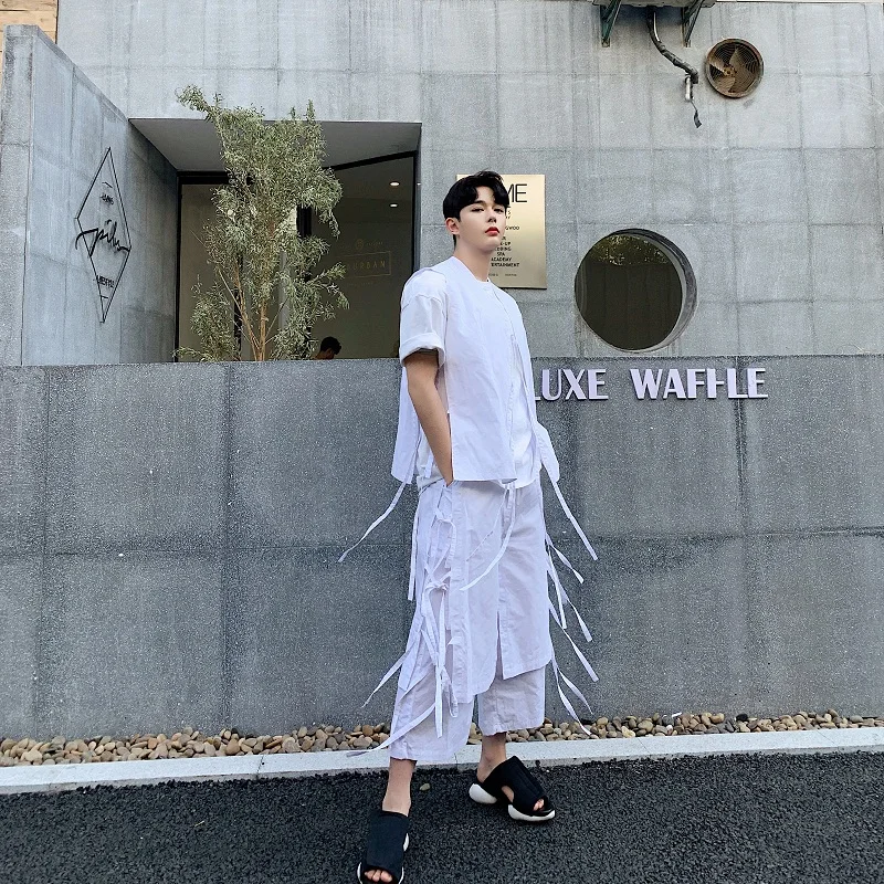 Men Loose Straight Skirt Pant Japan Kimono Casual Wide Leg Pants White Black Ribbon Male Streetwear Hip Hop Punk Gothic Trousers
Men Loose Straight Skirt Pant Japan Kimono Casual Wide Leg Pants White Black Ribbon Male Streetwear Hip Hop Punk Gothic Trousers