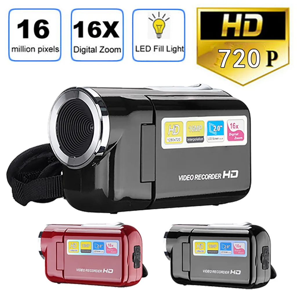 

Video Camcorder HD 720P Handheld 16 Million Pixels Digital Camera LED Flash 4x Digital Zoom 2.0 Inch Extended Memory SD/MMC 32GB