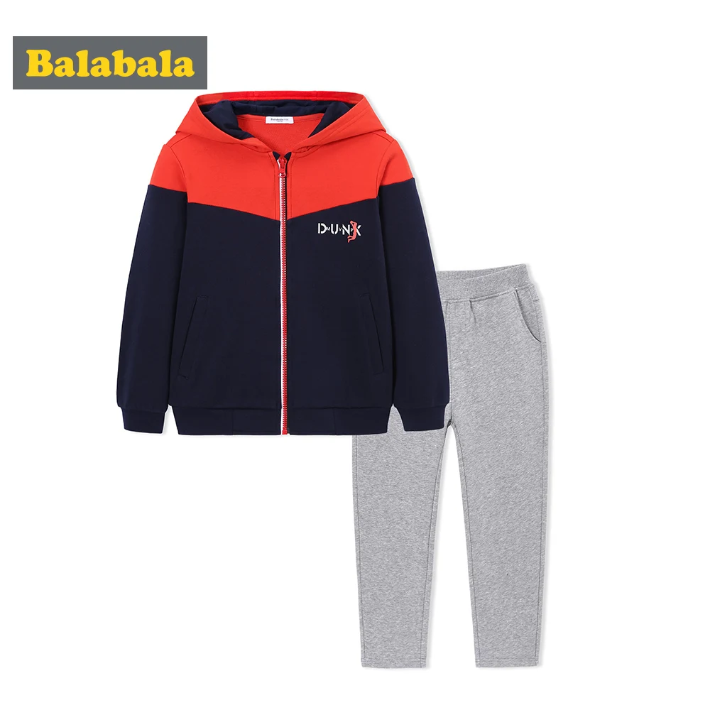 Balabala Boy Color Block 2-Piece Hooded Sweatshirt with Zip + Sport Sweatpants Set Soft Cotton for Teenage Boy for Spring Autumn
Balabala Boy Color Block 2-Piece Hooded Sweatshirt with Zip + Sport Sweatpants Set Soft Cotton for Teenage Boy for Spring Autumn