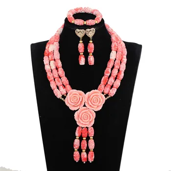 Elegant Pink Coral Wedding Jewelry Set for Women Nigerian African Coral Bridal Statement Pendant Necklace Set Rose Flower CNR045
Elegant Pink Coral Wedding Jewelry Set for Women Nigerian African Coral Bridal Statement Pendant Necklace Set Rose Flower CNR045