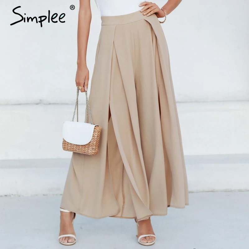 Simplee Elegant women summer pants Wide leg elastic high waist split trousers Casual streetwear fashion female palazzo pants
Simplee Elegant women summer pants Wide leg elastic high waist split trousers Casual streetwear fashion female palazzo pants