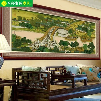 

Along the River During the Qingming Festival Cross stitch living room printing new 2 meters wide panorama handed down paintings