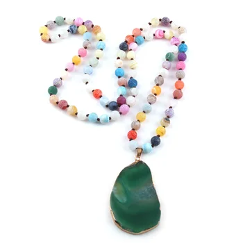 Free Shipping Semi Precious Stones weathered granite Knotted Women Stone Drop Pendant Necklace 
Free Shipping Semi Precious Stones weathered granite Knotted Women Stone Drop Pendant Necklace