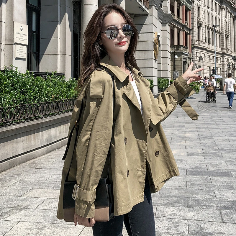 Spring fashion casual trench coat female short outwear loose large size women Korean overcoat personality chic coat women Trench
Spring fashion casual trench coat female short outwear loose large size women Korean overcoat personality chic coat women Trench