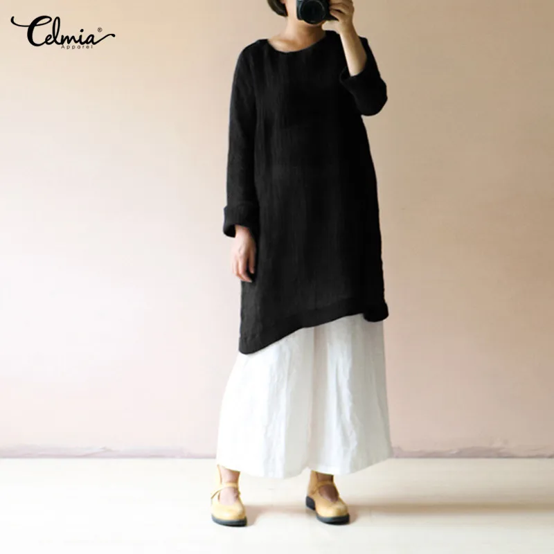 Celmia Women Blouse Cotton Linen Tops 2019 Summer Long Sleeve Solid Vintage Baggy Long Blusa Femininas Oversized Shirt Plus Size
Celmia Women Blouse Cotton Linen Tops 2019 Summer Long Sleeve Solid Vintage Baggy Long Blusa Femininas Oversized Shirt Plus Size