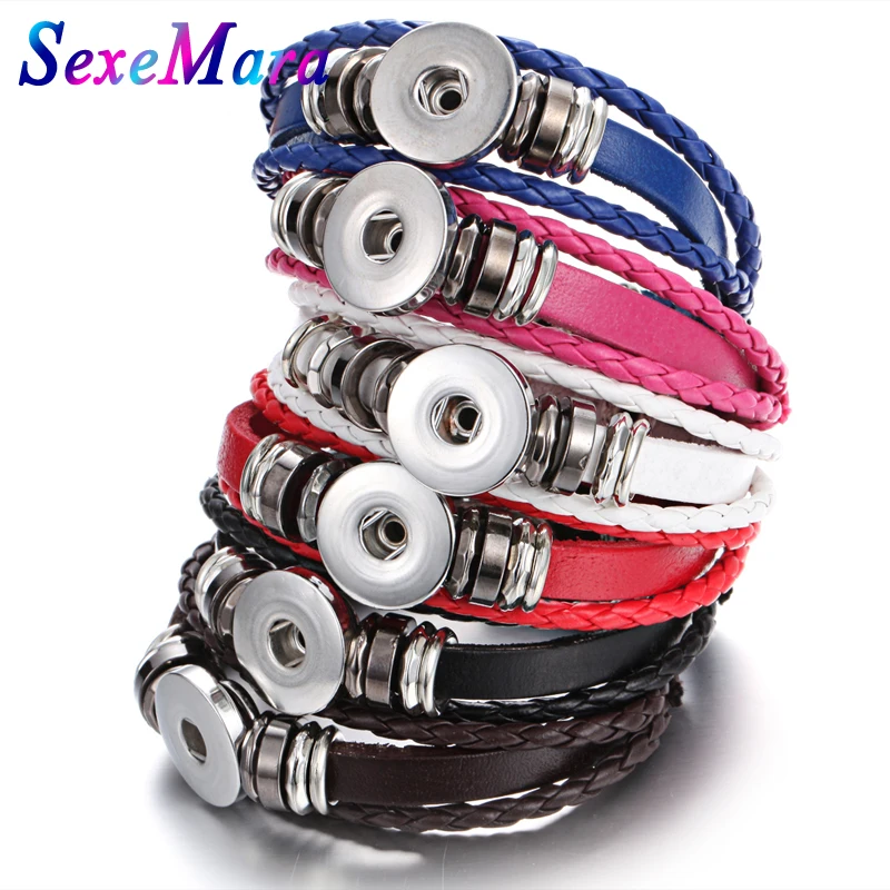Hot Sale 18mm Snap Button Bracelet Handmade Adjustable Braided Leather Snap Bracelet Watches for Women Men SexeMara Snap Jewelry
Hot Sale 18mm Snap Button Bracelet Handmade Adjustable Braided Leather Snap Bracelet Watches for Women Men SexeMara Snap Jewelry