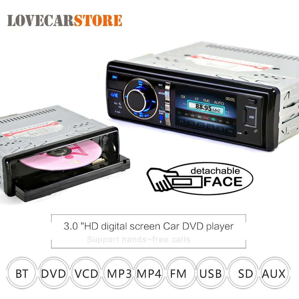 3 Inch 1 Din Bluetooth Auto Car DVD Player Digital Touch Screen with Microphone Detachable Front Panel Support DVD CD SD USB AUX
3 Inch 1 Din Bluetooth Auto Car DVD Player Digital Touch Screen with Microphone Detachable Front Panel Support DVD CD SD USB AUX