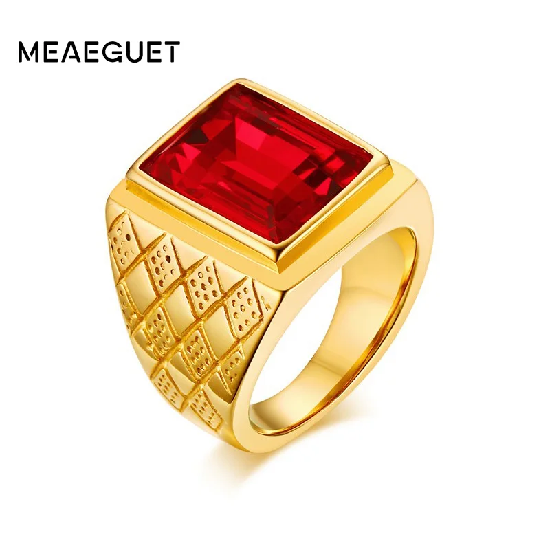 Meaeguet Vintage Red Square Crystal Ring For Men Gold-Color Stainless Steel Cool Geometric Rhombus Engagement Rings
Meaeguet Vintage Red Square Crystal Ring For Men Gold-Color Stainless Steel Cool Geometric Rhombus Engagement Rings