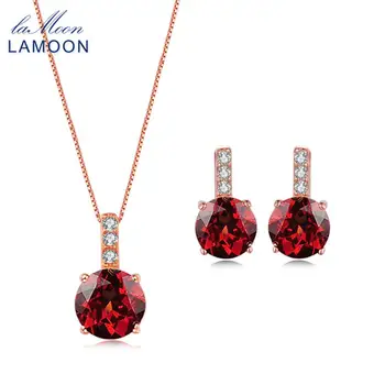 LAMOON Trendy 2ct Natural Red Garnet 925 Sterling Silver Jewelry Sets S925 Chain Pendant Necklace+Earrings for women V014-5
LAMOON Trendy 2ct Natural Red Garnet 925 Sterling Silver Jewelry Sets S925 Chain Pendant Necklace+Earrings for women V014-5