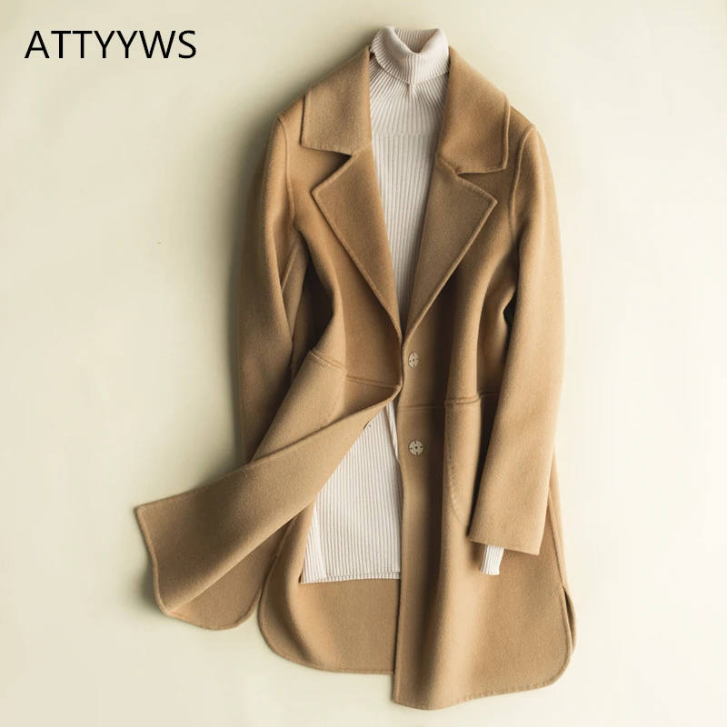 ATTYYWS Hot sale high-end wool double-faced coat new pure hand cashmere coat women's long-sleeved knit cardigan loose coat coat
ATTYYWS Hot sale high-end wool double-faced coat new pure hand cashmere coat women's long-sleeved knit cardigan loose coat coat