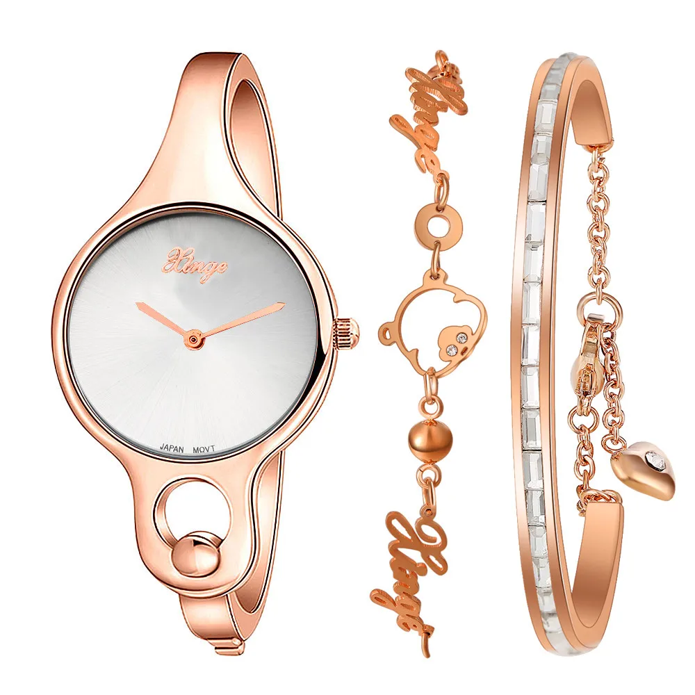 Xinge Women's Casual Quartz Watch w/ Bracelet Style Band & Rhinestone Decoration
