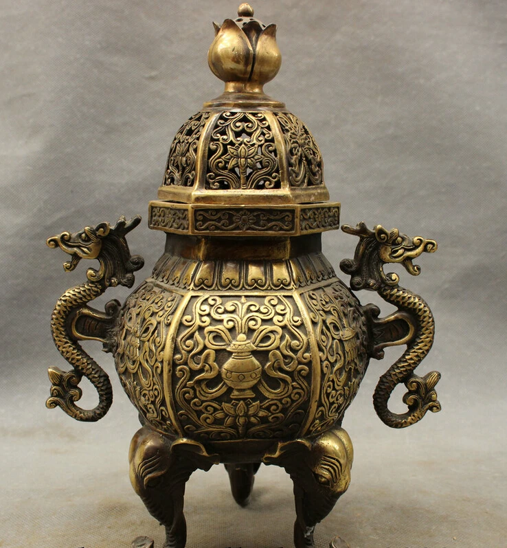 song voge gem S4207 12" China Bronze Copper Auspicious Dragon Statue Elephant Incense Burner Censer
song voge gem S4207 12" China Bronze Copper Auspicious Dragon Statue Elephant Incense Burner Censer