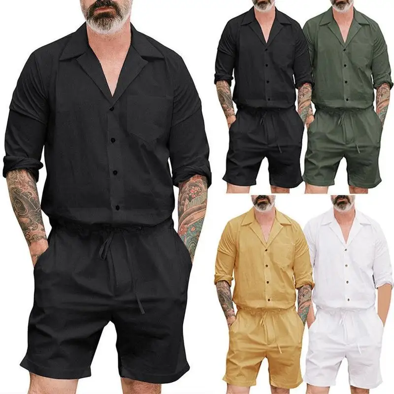 Plus Size Long Sleeve Jumpsuits Men Button Overalls With Pockets Autumn Coveralls Trousers Working Casual Playsuits Male
Plus Size Long Sleeve Jumpsuits Men Button Overalls With Pockets Autumn Coveralls Trousers Working Casual Playsuits Male