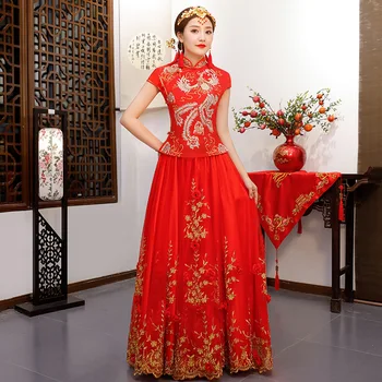 Red Chinese Wedding Bride Cheongsam Traditional Style marry Evening Dress Embroidery Long Qipao Womens Clothing Size S - XXXL
Red Chinese Wedding Bride Cheongsam Traditional Style marry Evening Dress Embroidery Long Qipao Womens Clothing Size S - XXXL