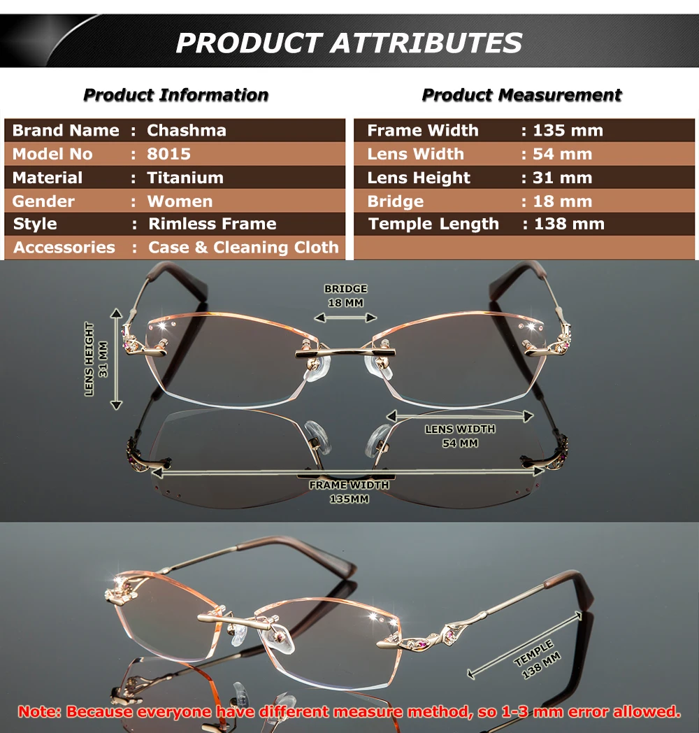 Chashma Ottica Women's Rimless Eyeglasses 80157 Image 1