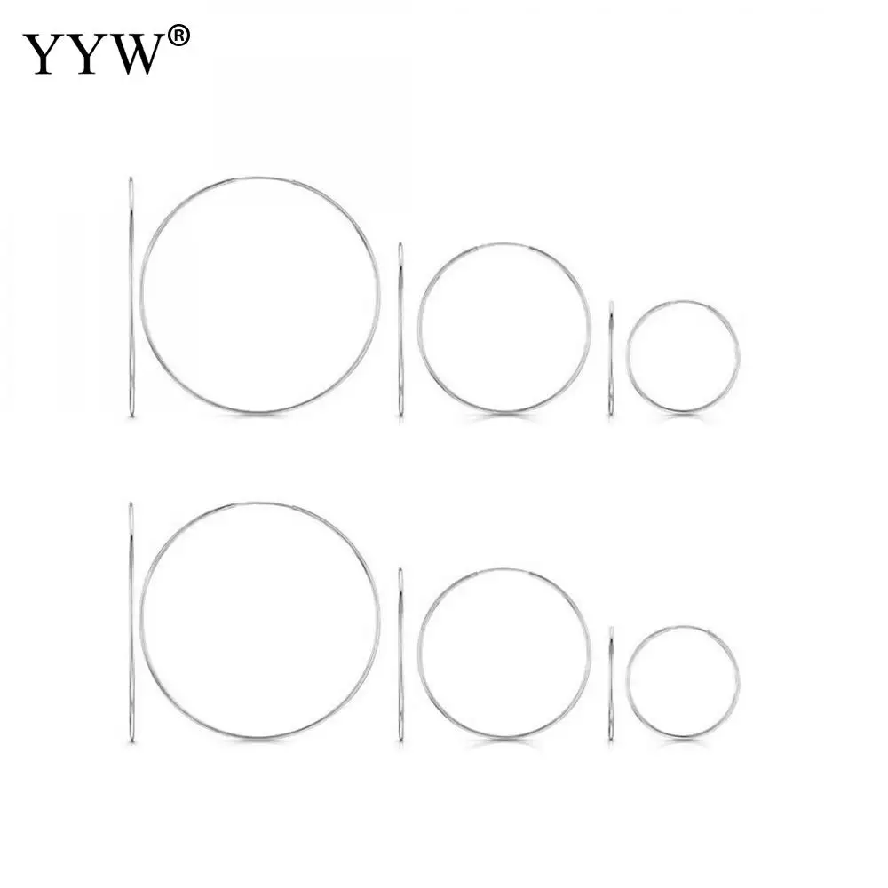 Image YYW 1 Pair 925 Sterling Silver Hoop Earring Elegant 40 50 60mm Donut Big Round Circle Hoop Earrings Wedding Women Office Gifts