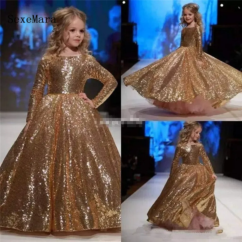 Gold Sequins little Girls Birthday Party Dress Long Sleeve O Neck Children Flower Girl Dress Pageant Prom Gown Custom Made
Gold Sequins little Girls Birthday Party Dress Long Sleeve O Neck Children Flower Girl Dress Pageant Prom Gown Custom Made