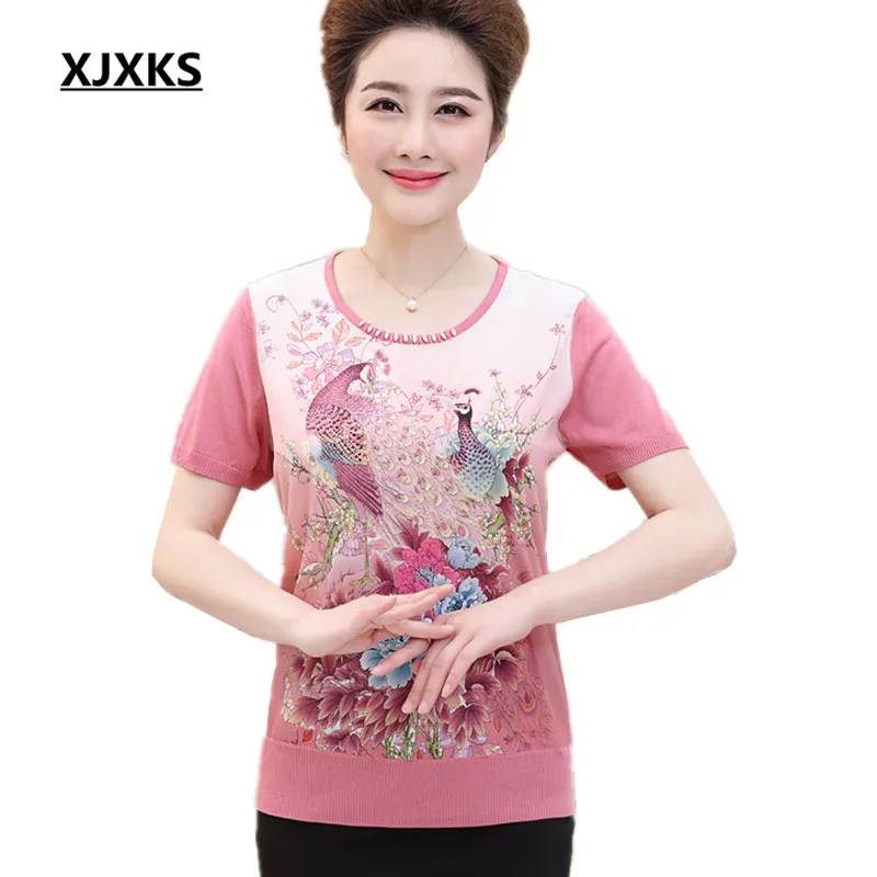 XJXKS Summer Tradition Graphic Tees Women Tops Adoption Knitted Casual Diamonds Loose Cuffs O-neck Plus Size T-shirts 8888
XJXKS Summer Tradition Graphic Tees Women Tops Adoption Knitted Casual Diamonds Loose Cuffs O-neck Plus Size T-shirts 8888