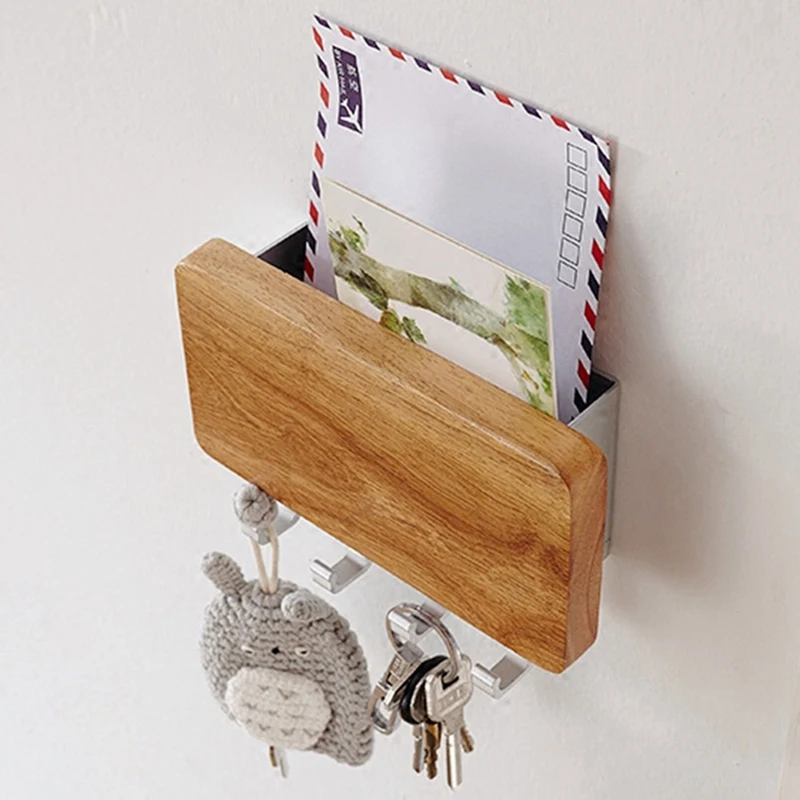 Mail Hallway Letter And Key Organizer Wall Mounted With 5 Hooks