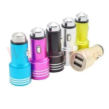 Safety Hammer Car Charger Aluminum Alloy Metal Dual USB Port DC 2.1A Car Charger For iphone 6 7 for Samsung
Safety Hammer Car Charger Aluminum Alloy Metal Dual USB Port DC 2.1A Car Charger For iphone 6 7 for Samsung