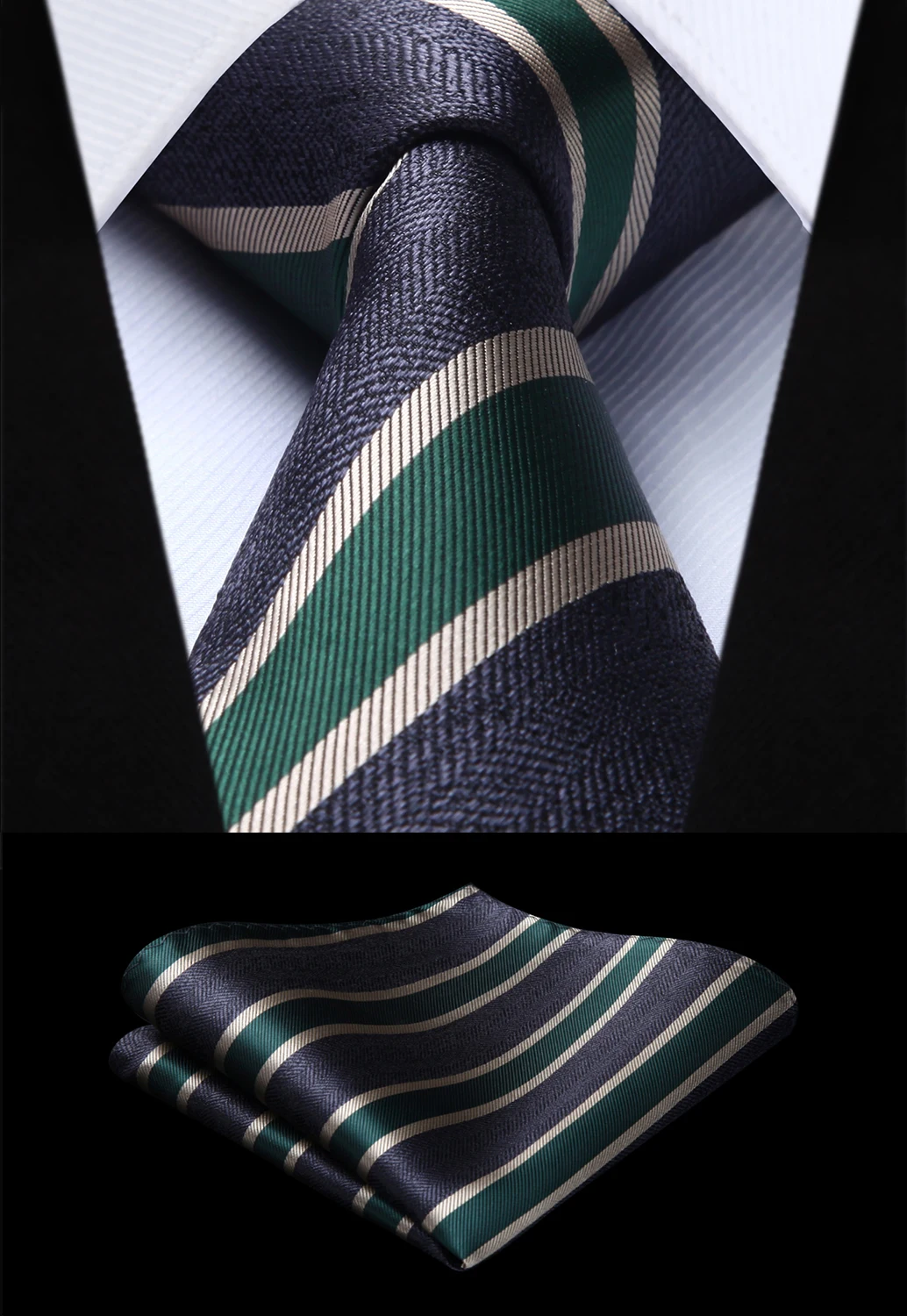 Woven Men Tie Navy Blue Green Striped Necktie Handkerchief Set#TS802G8S Party Wedding Classic Fashion Pocket Square Tie
Woven Men Tie Navy Blue Green Striped Necktie Handkerchief Set#TS802G8S Party Wedding Classic Fashion Pocket Square Tie