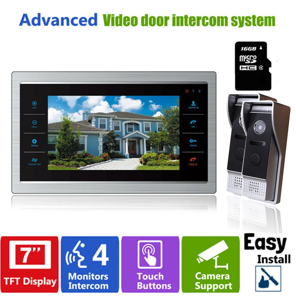 Homefong 7 Inch Video Door Phone Intercom Doorbell System With 16 GB SD Card Photo/Video Record Door Access Control System
Homefong 7 Inch Video Door Phone Intercom Doorbell System With 16 GB SD Card Photo/Video Record Door Access Control System