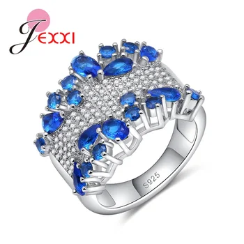Female Rings 925 Sterling Silver Blue Crystal With Small Stone Unique Design Fashion Accessory Wedding Enagement Lady Ring
Female Rings 925 Sterling Silver Blue Crystal With Small Stone Unique Design Fashion Accessory Wedding Enagement Lady Ring