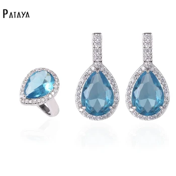 PATAYA Light Blue Drop Jewelry Sets True White Gold Natural Zircon Lady Wedding Summer Ring Earrings Sets Purple Jewelry Set
PATAYA Light Blue Drop Jewelry Sets True White Gold Natural Zircon Lady Wedding Summer Ring Earrings Sets Purple Jewelry Set