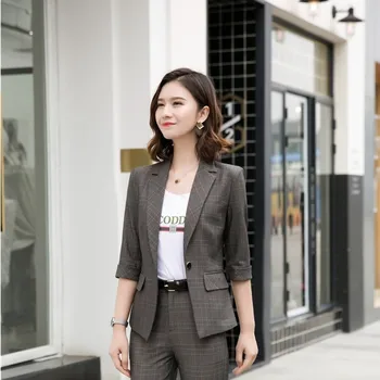 Fashion Plaid Half Sleeve Formal Blazers and Jackets Coat For Women Business Work Wear 2019 Spring Summer Ladies Outwear Clothes
Fashion Plaid Half Sleeve Formal Blazers and Jackets Coat For Women Business Work Wear 2019 Spring Summer Ladies Outwear Clothes