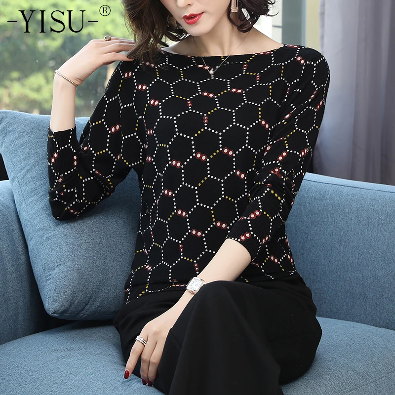 YISU Women Knitted Sweater 2019 Spring Autumn Pullovers Full Sleeve Ladies Loose Sweaters Grid Printed sweater jumpers Female
YISU Women Knitted Sweater 2019 Spring Autumn Pullovers Full Sleeve Ladies Loose Sweaters Grid Printed sweater jumpers Female