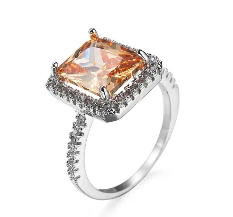 Exquisite Wedding Design Simplicity Champagne Zircon Geometric Square Ring Bridal Finger Ring For Love
Exquisite Wedding Design Simplicity Champagne Zircon Geometric Square Ring Bridal Finger Ring For Love