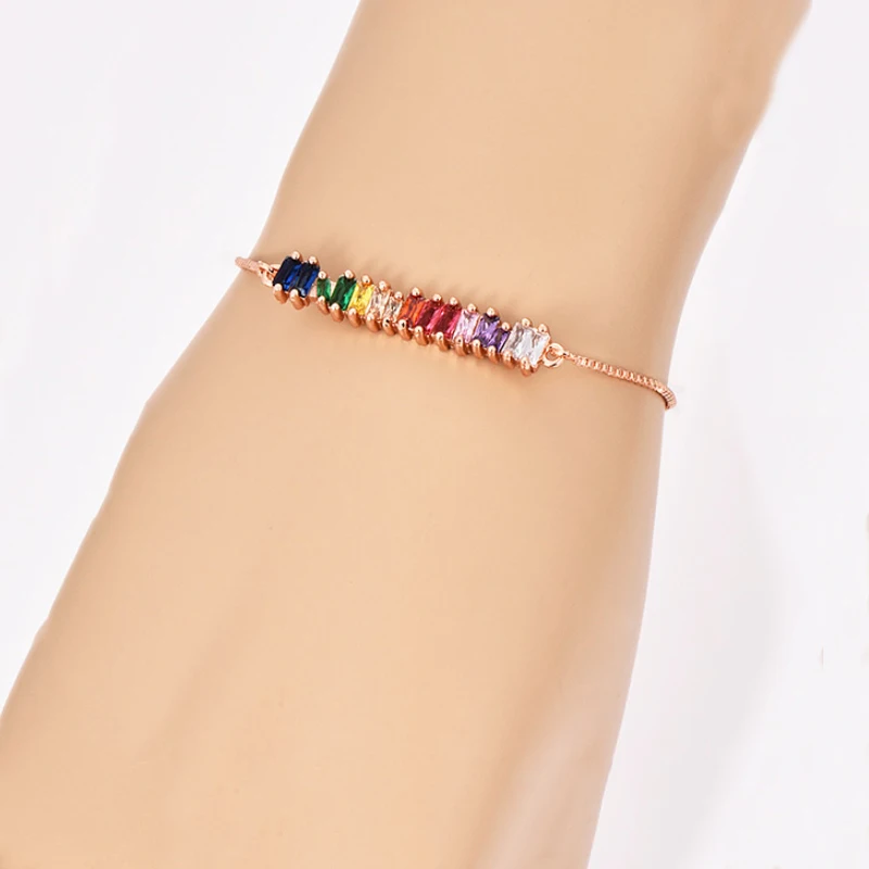 Rainbow Bar Bracelet Crystal Girls Adjustable Chain Silver Wedding Gift Tennis Bracelet women Men Jewelry Zircon Charm Bracelet
Rainbow Bar Bracelet Crystal Girls Adjustable Chain Silver Wedding Gift Tennis Bracelet women Men Jewelry Zircon Charm Bracelet