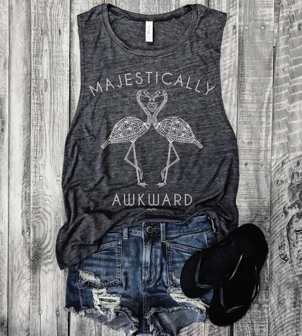 Plus Size Summer Tank Tops Women Majestically Awkward Flamingo Tanks O-Neck fitness Vest Female Casual Loose Summer Racerback
Plus Size Summer Tank Tops Women Majestically Awkward Flamingo Tanks O-Neck fitness Vest Female Casual Loose Summer Racerback