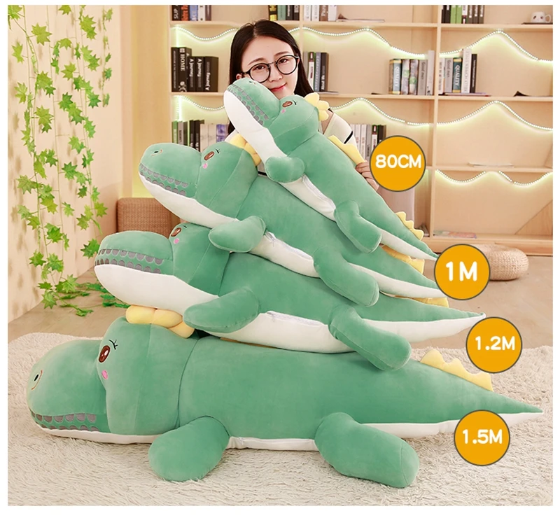 Dorimytrader Cuddly Decompression Dinosaur Plush Pillow Large Stuffed Soft Anime Dinosaurs Doll Anime Toy Children and Adults Gift 120CM 150CM DY50272 (10)