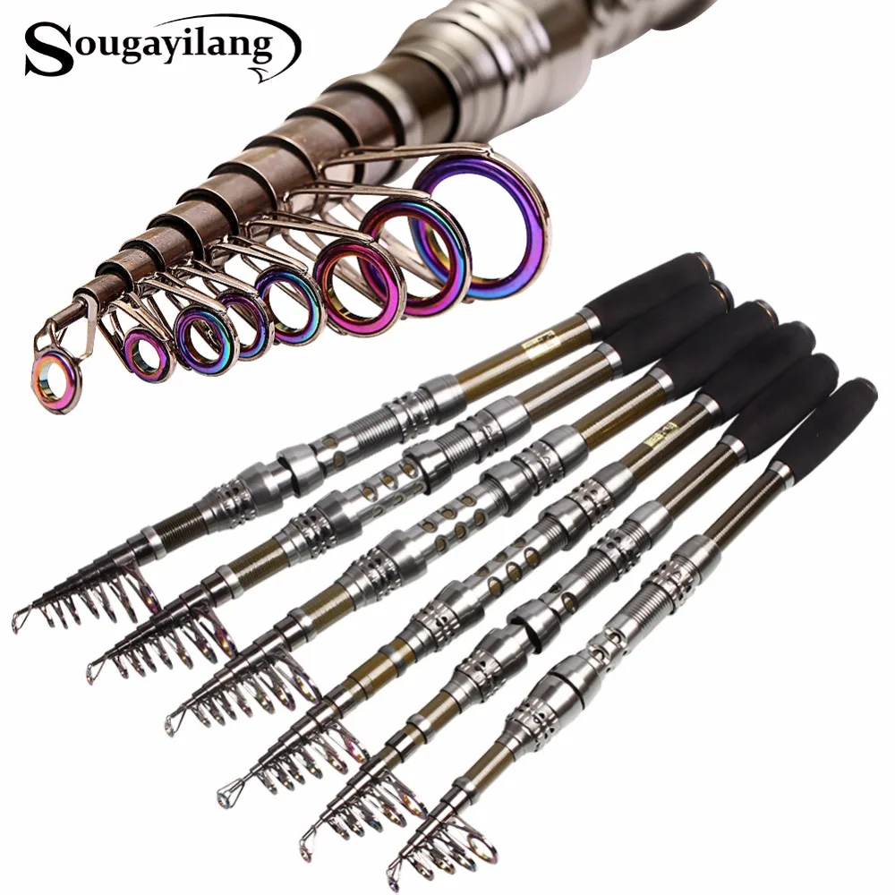 Sougayilang Superhard Telescopic Fishing Rod with 70pcs/lot Free Hooks Seawater Saltwater Spinning Pole | Спорт и развлечения